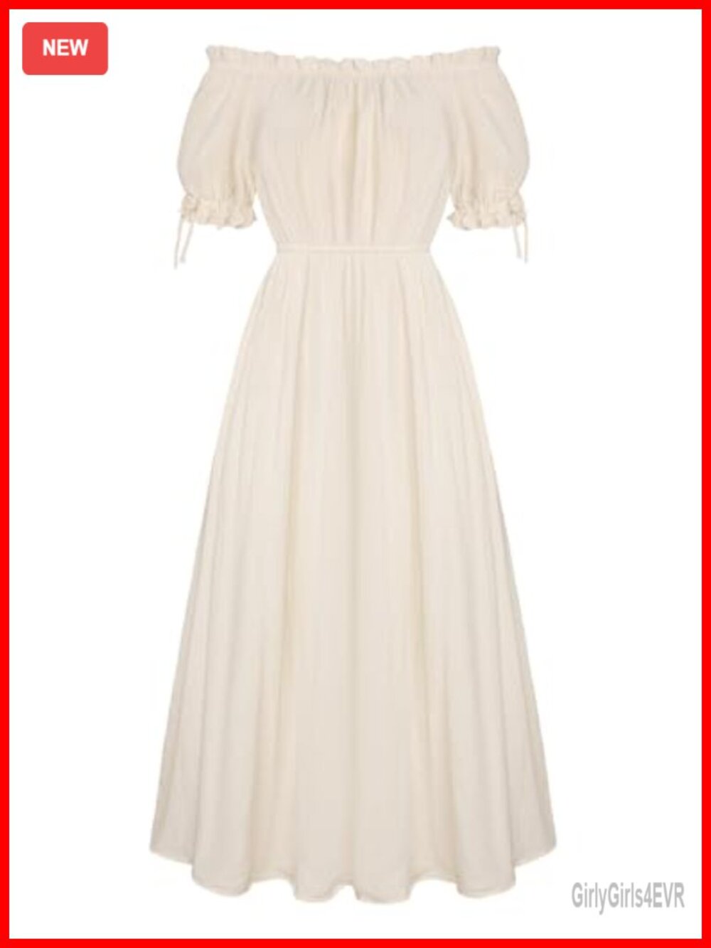 Renaissance Maxi Dress Fairy Peasant Medieval Costume Cotton High Waist